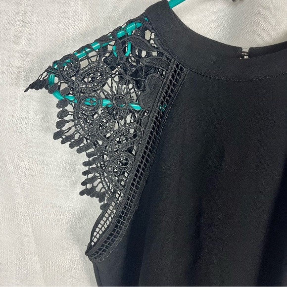 Iris Black Cocktail Dress Lace Shoulders Size L Women’s - Picture 3 of 6